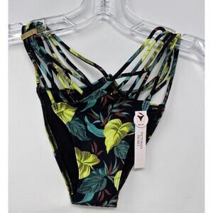 NWT Victoria Secret Swim Bikini Strappy Bottom Brazilian Vintage Leaves Medium